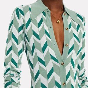 DODO BAR OR CHAD CHEVRON KNIT MIDI POLO DRESS - Never worn - Size 40 (S)